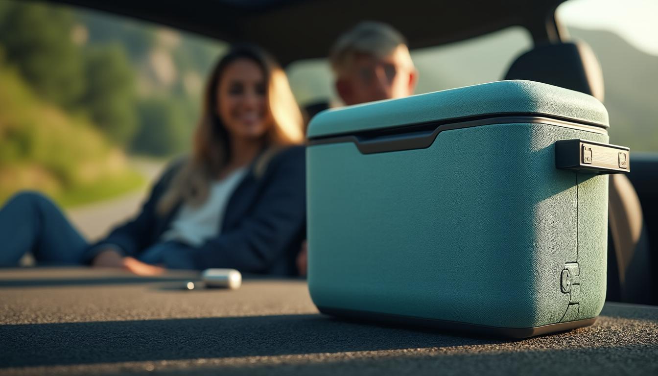 découvrez notre glacière électrique de voiture, idéale pour garder vos boissons et aliments frais lors de vos trajets. profitez d'une fraîcheur garantie sur la route et faites de chaque voyage un moment de plaisir. parfaite pour les longues distances, cette glacière saura répondre à tous vos besoins en matière de conservation alimentaire.