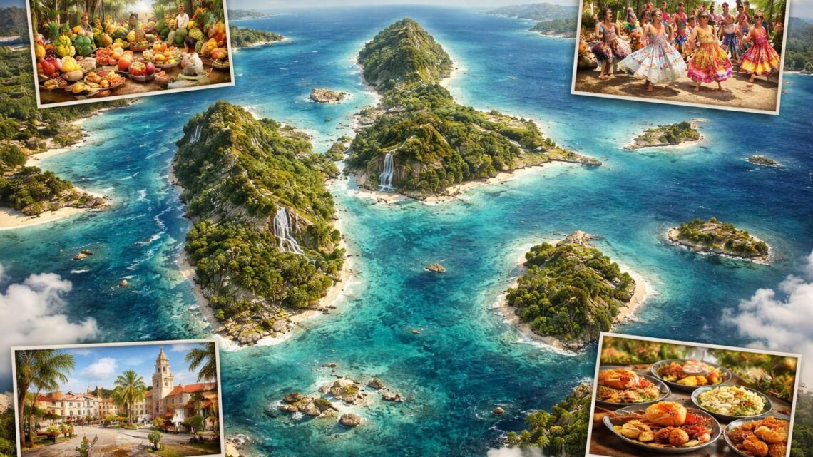 Exploration de la Guadeloupe sur une carte du monde : culture et paysages