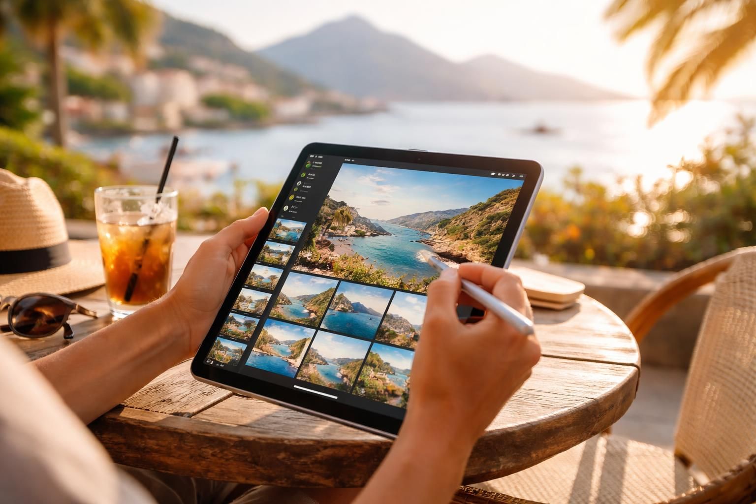 retouchez vos photos de vacances et créez un album personnalisé directement sur votre ipad pour revivre vos souvenirs de voyage en tourisme de manière simple et créative.