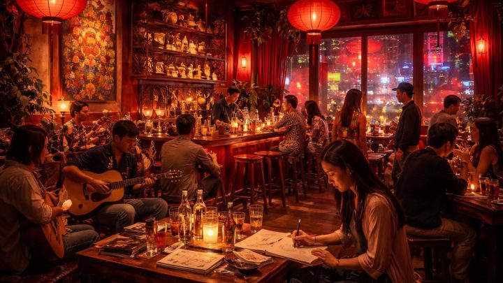 Bar rouge à Shanghai : un lieu de rencontre pour les artistes et créatifs