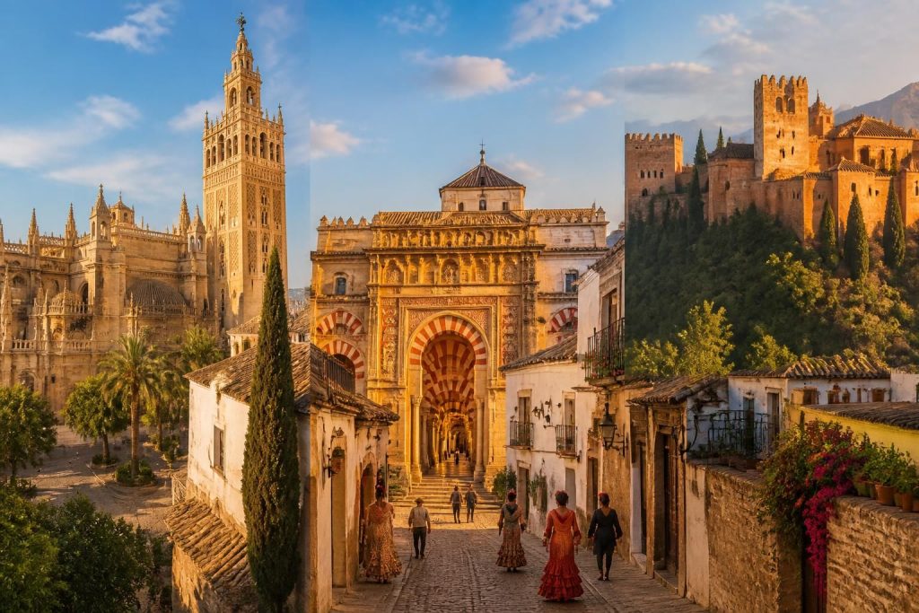 découvrez les incontournables de l'andalousie en voyageant de séville à cordoue puis à grenade, entre richesses culturelles, monuments historiques et paysages enchanteurs.