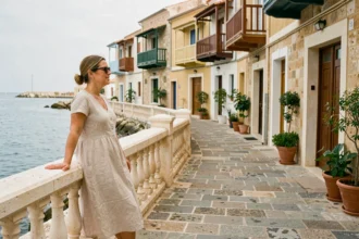 Promenade de Sliema à Malte avec vue sur les maisons traditionnelles aux balcons colorés et la mer Méditerranée
